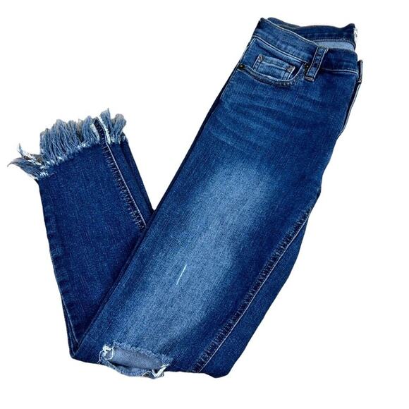Free People Distressed Raw Hem Skinny Jeans Sz 25 Stretch 25" Inseam Midrise - Picture 7 of 7